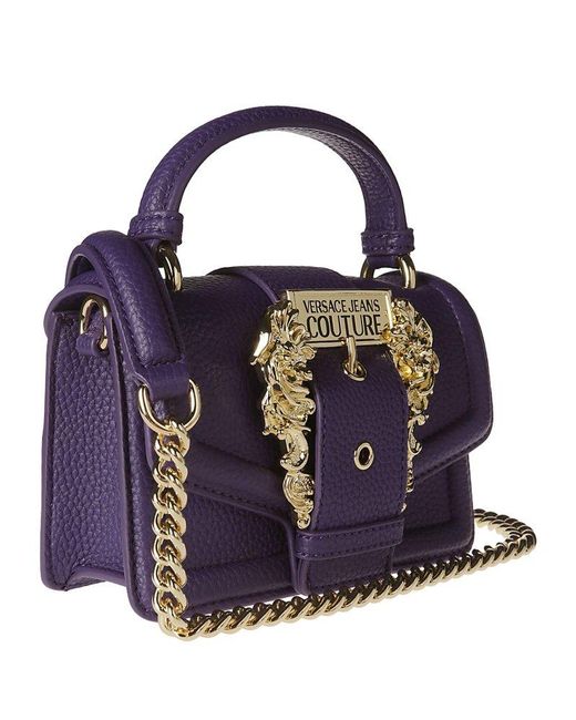 Versace Purple Logo-buckle Mini Crossbody Bag