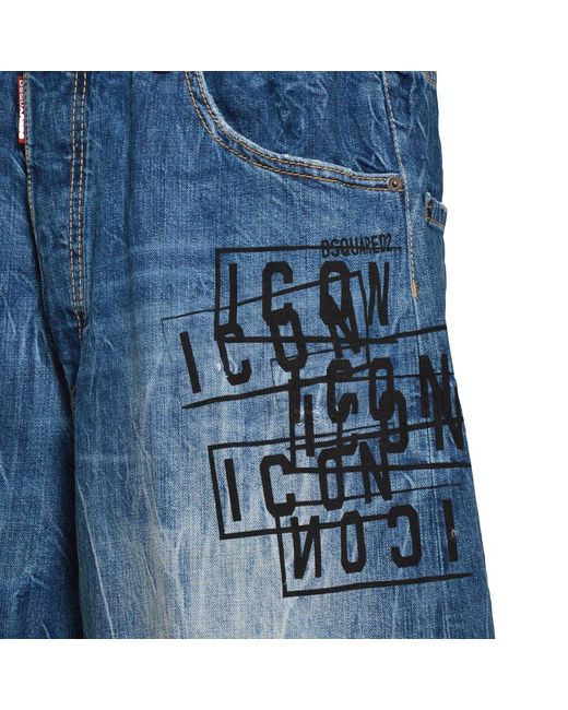 DSquared² Blue Icon Mid-rise Denim Shorts for men