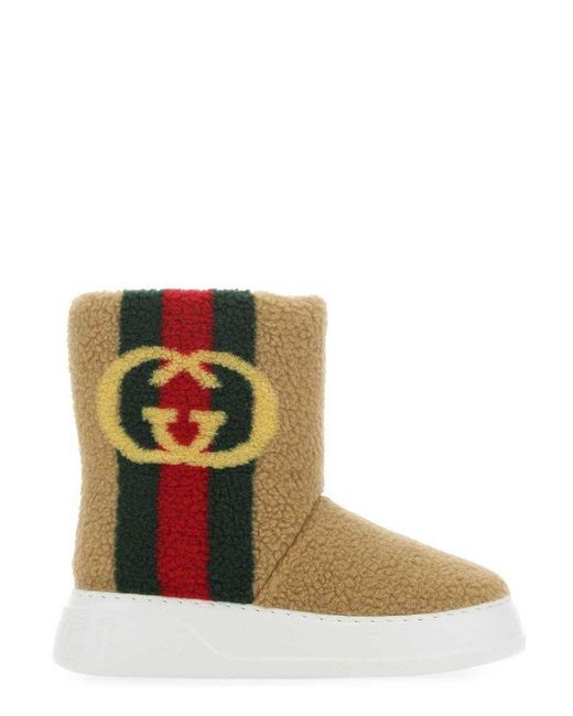 Gucci Brown Biscuit Teddy Ankle Boots