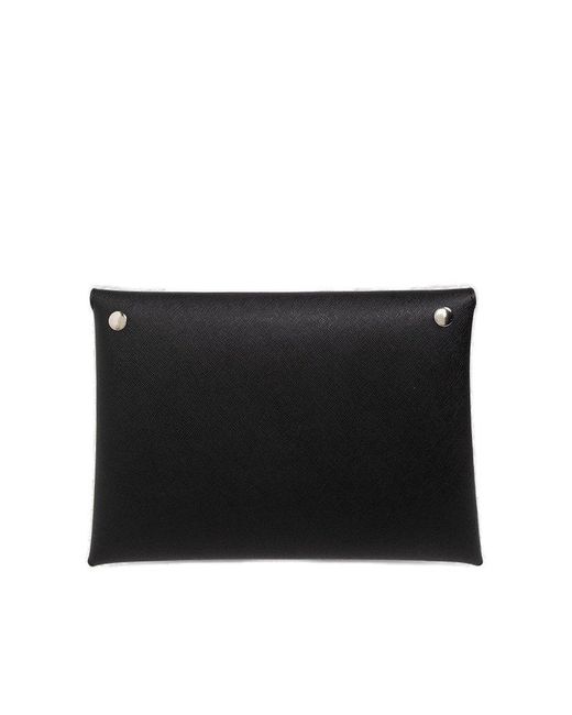 Vivienne Westwood Saffiano Thin Line Orb Envelope Clutch in Black