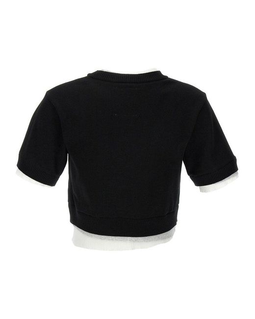 Maison Mihara Yasuhiro Black Contrast Insert Cropped Sweater