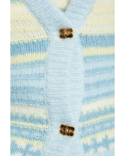 Ganni Blue Sweater With A Pattern,