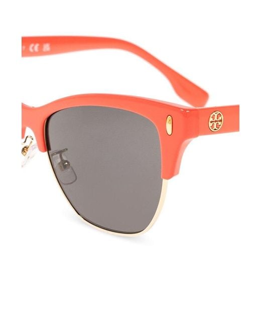 Tory Burch Red 'miller Clubmaster' Sunglasses,
