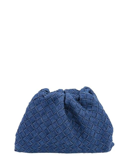 Bottega Veneta Blue Woven Teen Denim Clutch Bag