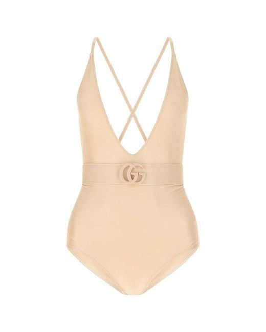 Gucci White GG V-neck Swimsuit