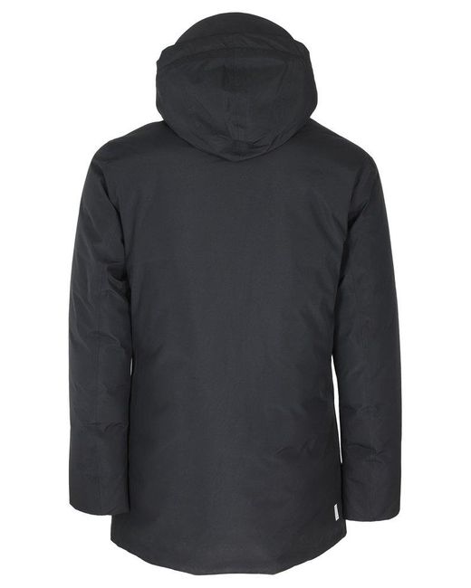 Save The Duck Black Long Sleeved Hooded Puffer Jacket for men