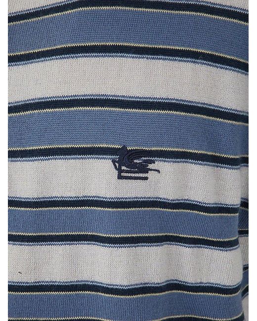 Etro Blue Knitted Serafin Placket Vest for men
