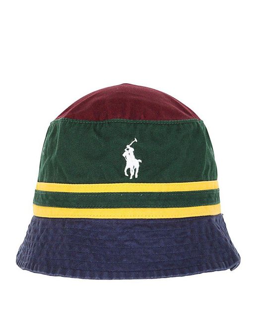Polo Ralph Lauren Multicolor Logo Embroidered Striped Bucket Hat for men