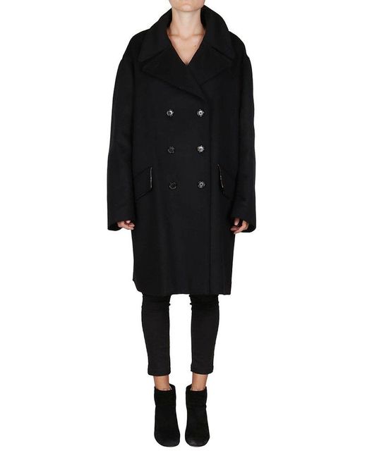 Marni Black Double-breasted V-neck Coat