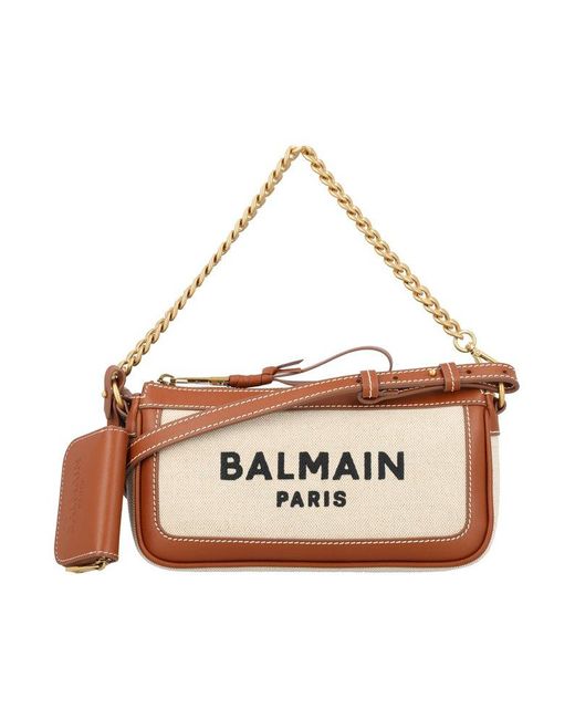 Balmain Brown B-army Chained Clutch Bag