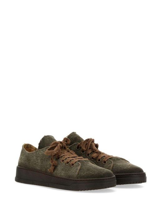 Uma Wang Green Round Toe Lace-up Sneakers for men