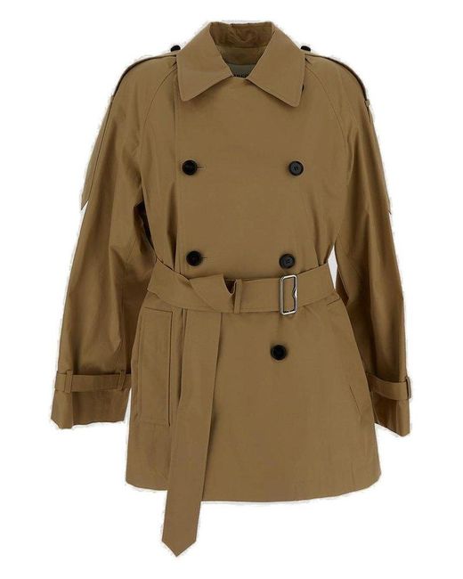 Burberry Green Double Breasted Belted Trench Coat