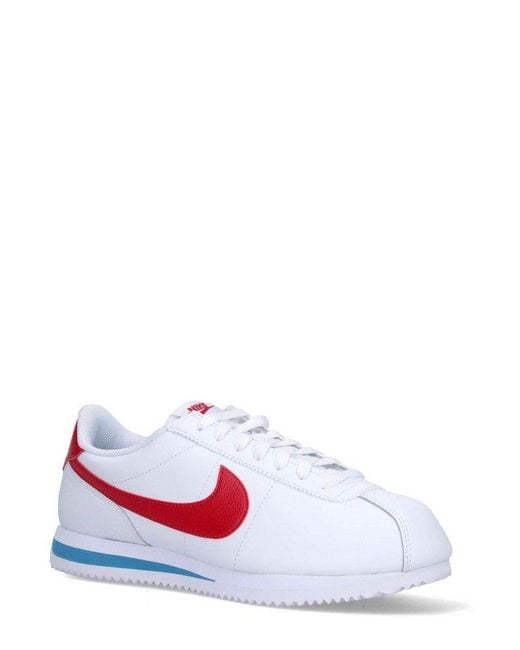 Nike White Cortez 23 Logo Detailed Low-Top Sneakers for men