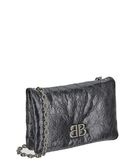 BALENCIAGA Monaco S チェーン ハンドバッグ STEEL GREY Balenciaga Monaco Metallized Nano Shoulder Bag in Gray | Lyst