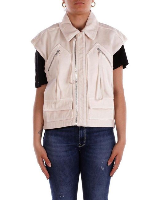 ベスト・ジレ PINKO GERARD WORKWEAR VEST IN COTTON WITH POCKETS Pinko Gerard Zipped Gilet in Blue | Lyst