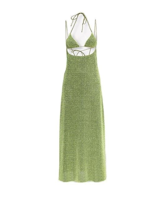 Oseree Green Dress With Lurex Finish