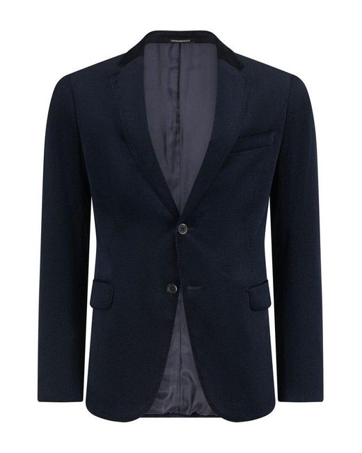 Emporio Armani Blue Single-Breasted Long-Sleeved Jacket for men
