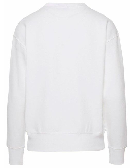 Polo Ralph Lauren Logo Embroidered Sweatshirt in White | Lyst