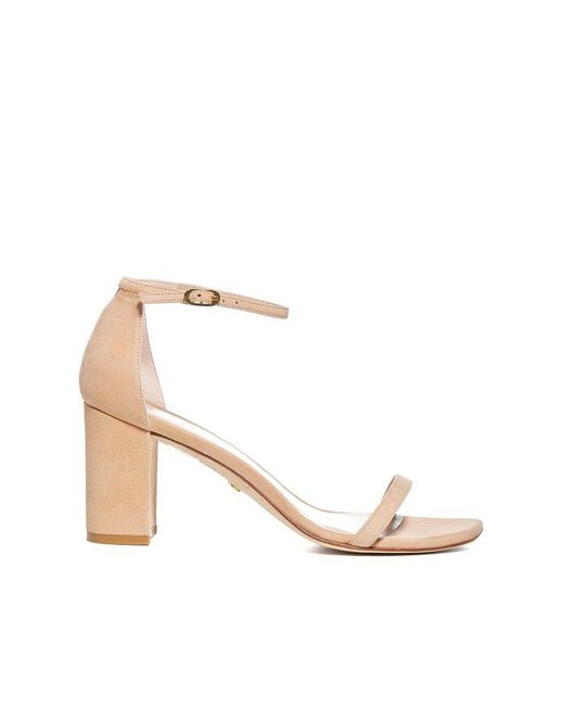 Stuart Weitzman Amelina Block Heel Sandals in Natural | Lyst