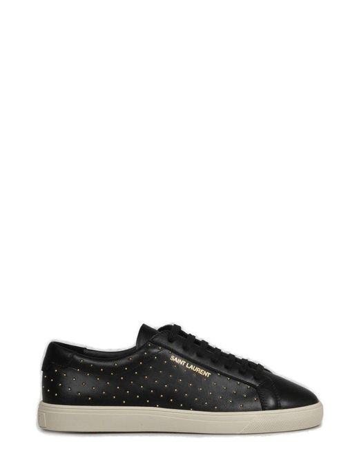 Saint Laurent Black Andy Round Toe Lace-up Sneakers
