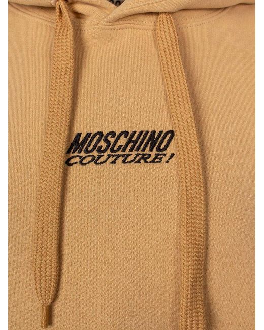 Moschino Natural Logo Embroidered Drawstring Hoodie for men