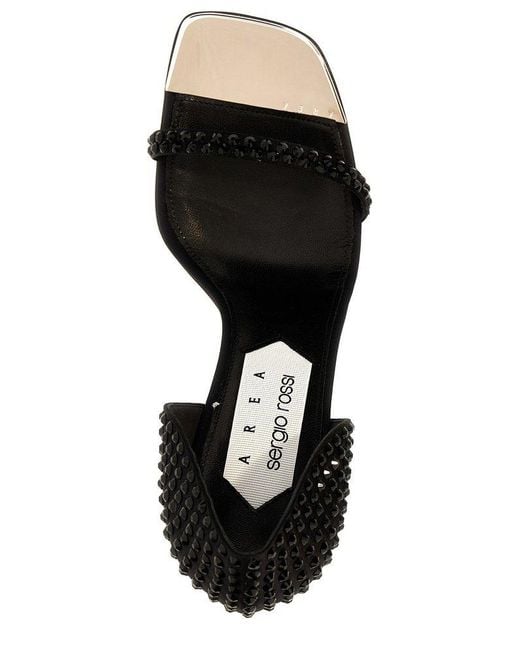 Sergio Rossi Black X Area Dagger Embellished Sandals