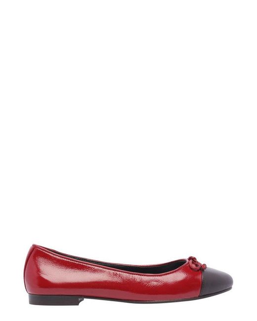 Tory Burch Red Cap-toe Leather Ballerina Shoes