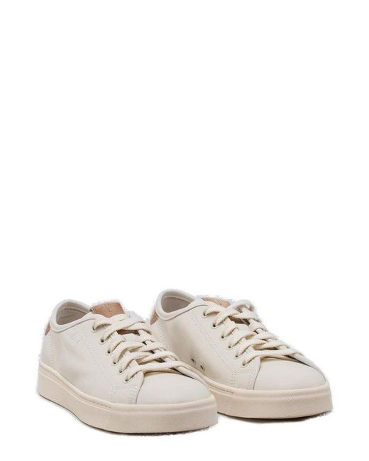 Santoni White Round-Toe Lace-Up Sneakers for men