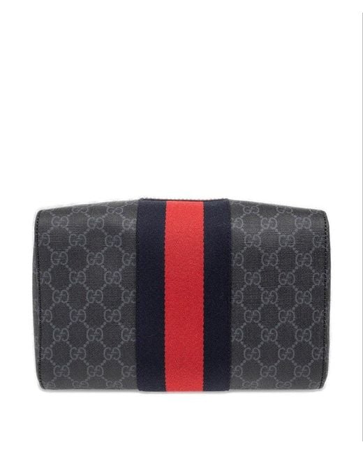 Gucci Monogram Signature Striped Toiletry Bag in Black for Men | Lyst