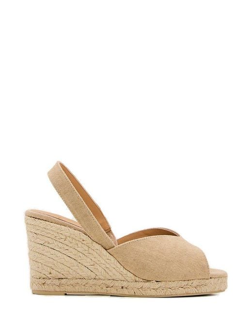 Castaner Natural Brisa Slingback Peep Toe Wedge Espadrilles