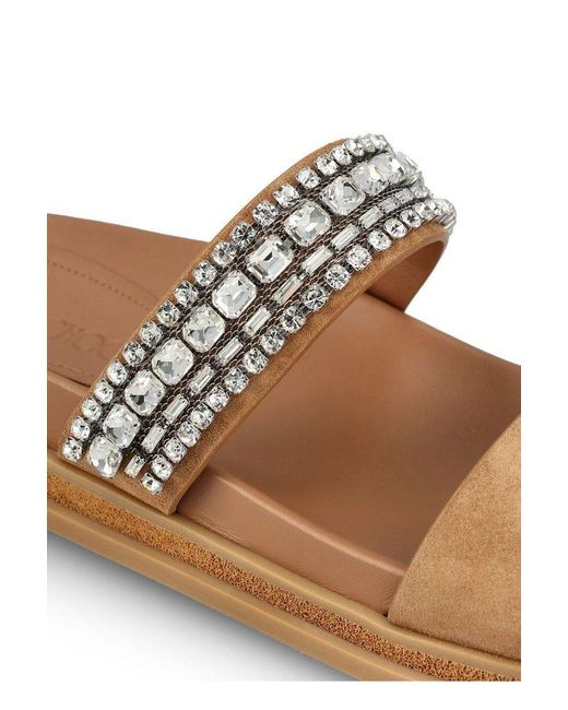 Jimmy Choo White Jadi Embellished Flat Shoes