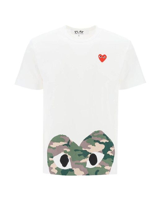 COMME DES GARÇONS PLAY White Comme Des Garcons Play Camouflage Heart T-Shirt for men