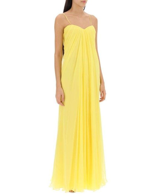 Alexander McQueen Yellow Draped Strapless Dress
