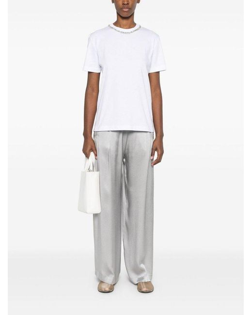 Semicouture White Embellished T-Shirts And Polos