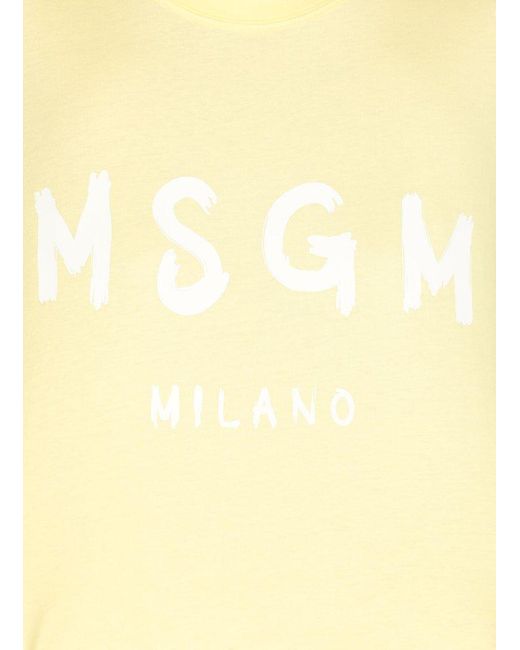 MSGM Yellow T-Shirts And Polos
