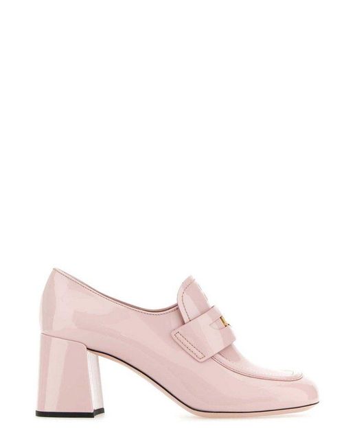 Miu Miu Pink High-heeled Slip-on Moccasins