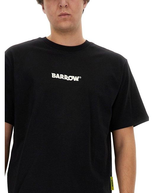 Barrow Black Logo Printed Crewneck T-shirt for men