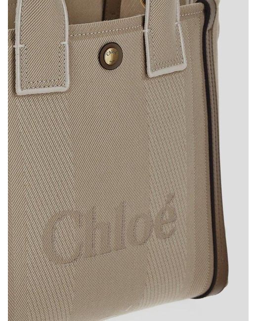 Chloé Natural Logo Detailed Small Tote Bag