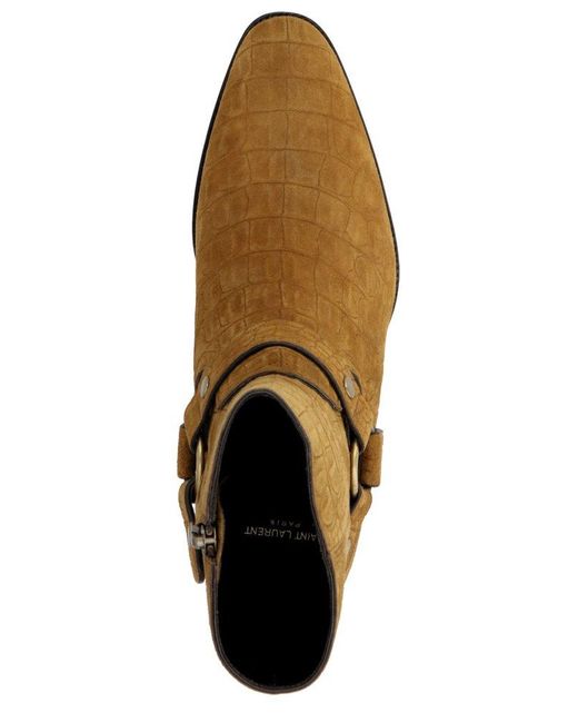 Saint Laurent Brown Wyatt Harness Ankle Boots for men