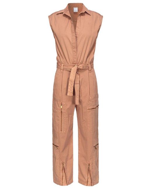 Pinko Natural Belted Sleeveless Jumpsuit