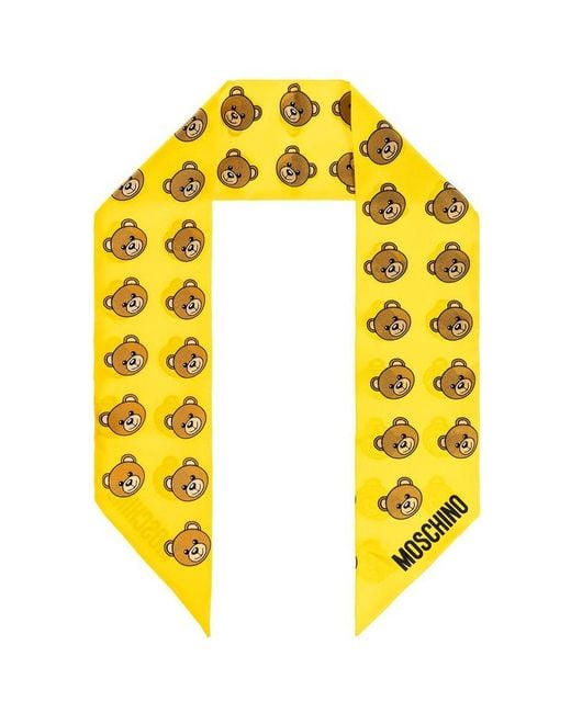 Moschino Yellow Teddy Bear Pointed-tips Scarf for men