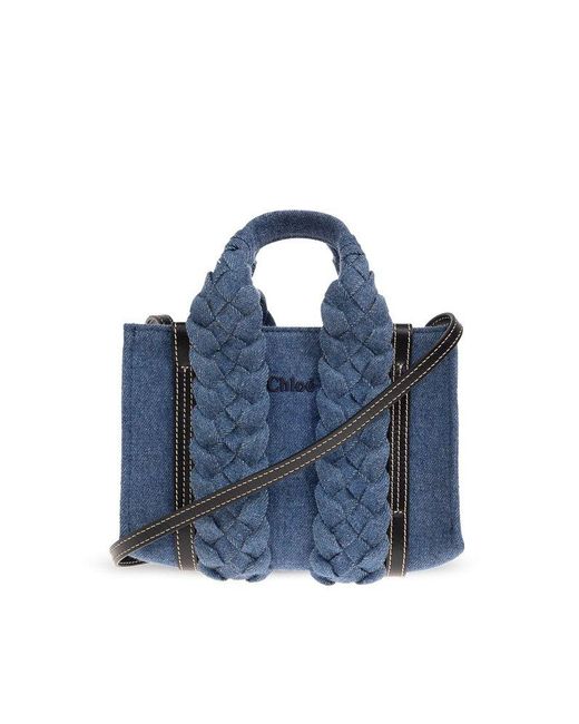 Chloé Blue 'woody Mini' Shoulder Bag,