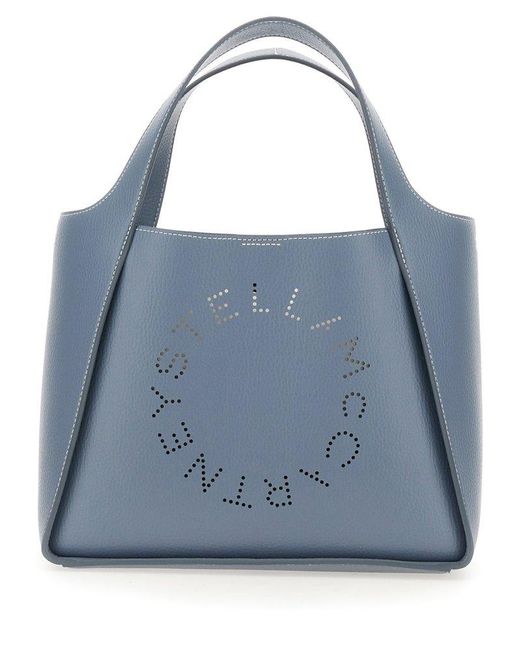 Stella McCartney Blue Logo Perforated Shoulder Bag