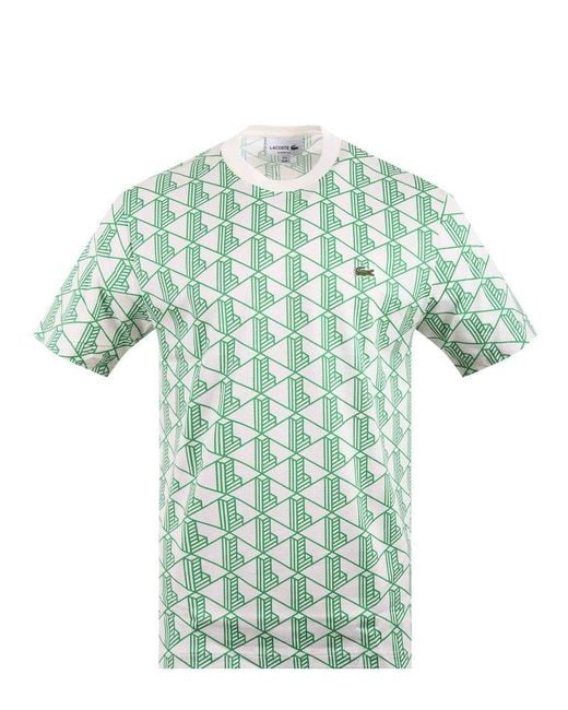 Lacoste Green Monogram Crewneck T-Shirt for men