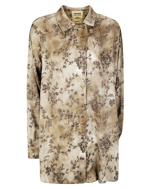 Uma Wang Gray Tyesha Floral Printed Shirt