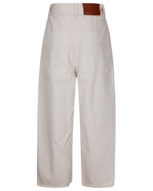 Studio Nicholson White Logo Patch Cropped Wide-Leg Jeans