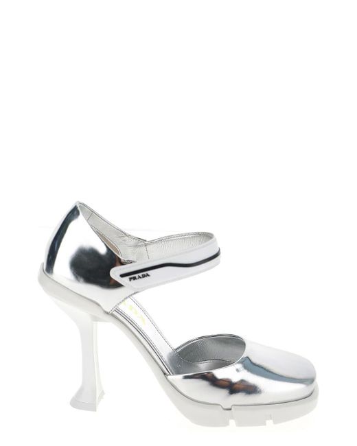 prada silver pumps