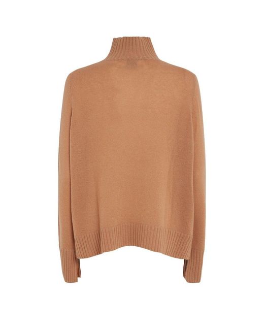 Allude Brown Long Sleeved Turtleneck Knitted Jumper