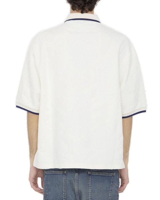 Gucci White GG Flocked Polo Shirt for men