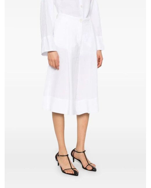 Malo White Pleated Bermuda Shorts